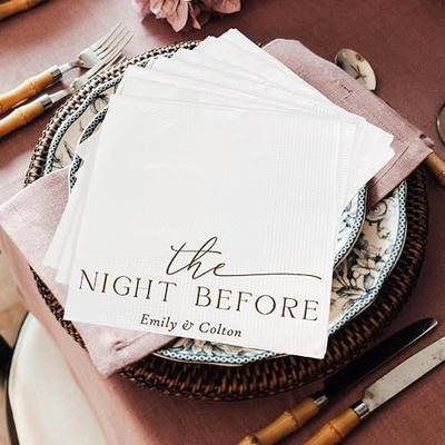 Personalized The Night Before Rehearsal Dinner Napkins, The Night Before Napkins, Wedding Night Decorations, Bridal Shower, Engagement Party, Design 3