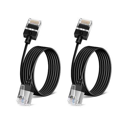 2Pack Ultra Thin Cat 6A Ethernet Cable 15 Feet, Flexible & Slim Rj45 Cat6a LAN Cord, 10Gbps 550MHz Cat6 Network Cable for Pc, Router, Windows (Black)