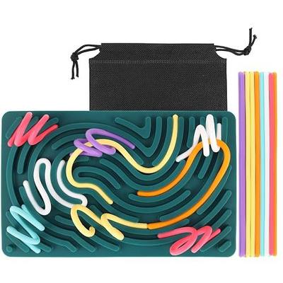 ddLUCK Sensory Activity Board, Silicone Fidget Toy for Stress Relief, Calming, Focus, ADHD and Autism, 6 Colors Sensory Toys Game Controller for Kids 2+ & Adults with 20 Strings