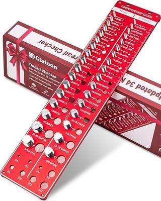 Clatoon Thread Checker, 42 Nut and Bolt Thread Checker, Thread Gauge Solid Bolts with 19 Standard and 15 Metric, identibolt 8 Drill Bit Gauge, Heavy-Duty Bolt and Nut Identifier Gauge