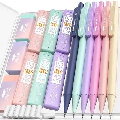 Mr. Pen- Pastel Mechanical Pencil Set with Lead Refills & Erasers, 6 Pack | 3 Sizes, 0.5 0.7 & 0.9mm, 6x Tubes HB Lead Refill, 3x Eraser for School Supplies, Students, Drawing & Sketching