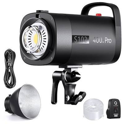 NEEWER S102-400W PRO Strobe Flash Light with 2.4G Trigger, 400Ws GN62 5600K with 30W LED Modeling Lamp Bowens Mount Reflector S1/S2 Mode Silent Fan for Portrait Product Photography, QPRO Supported