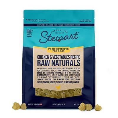 Stewart Raw Naturals Freeze Dried Dog Food, Chicken & Vegetables, 8 oz | Complete & Balanced Nutrition Meal or Dog Food Topper, High Protein, Omega 3 and 6 Fatty Acids, Rehydrate or Serve Dry