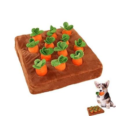Carrot Dog Toys-Carrot Snuffle Mat for Dogs,Interactive Dog Plush Puzzle Toys,2 in 1 Non-Slip Nosework Feed Games Pet Stress Relief with 12 Carrots