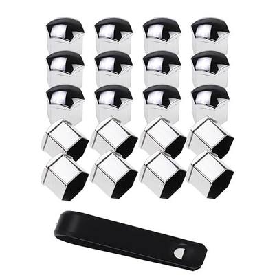 20 Pcs Wheel Lug Nut Covers Bolt Caps,17mm Silver Universal Anti-Rust Car Tire Nut Caps Bolt Cover,Hexagonal Plastic Tire Bolt with Removal Tool (Silver)