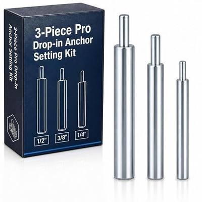 Hicarer 3 Pcs Drop in Anchor Tool Concrete Wall Anchors Expansion Anchors Apply to 1/2 inch 3/8 inch and 1/4inch Internal Thread Drop in Anchor, Zinc Plated Steel Rod for Concrete, Stone