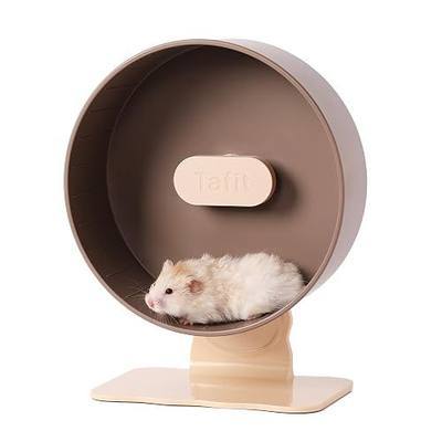 Quiet Hamster Wheel 10.2 Inch Dual-Bearings Silent Small Animals Running Exercise Wheel Height Adjustable for Syrian Hamsters, Gerbils, Rats, or Other Small Pets, Nut Brown
