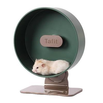 Quiet Hamster Wheel 10.2 Inch Dual-Bearings Silent Small Animals Running Exercise Wheel Height Adjustable for Syrian Hamsters, Gerbils, Rats, or Other Small Pets, Avocado Green