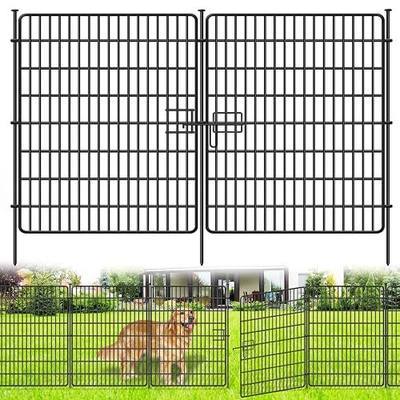 15 Panels No Dig Fence with Gate, 32 in(H) X 36 ft(L) Garden Decorative Fence Animal Barrier for Dogs, Rustproof Metal Garden Edging Border for Outdoor, Yard, Patio, Black