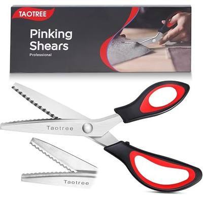 Pinking Shears for Fabric Cutting, Taotree 9.5" zig zag scissors for Fabric | Craft Scissors Decorative Edge, Fabric Sewing Supplies, Professional Handheld Dressmaking Arts Crafting Scrapbooking Supplies