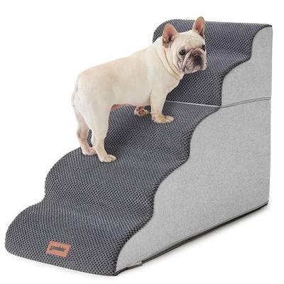ZOMISIA Dog Stairs Ramp for High Beds Up to 25" - 5 Step Pet Stairs for Small to Large Dogs, 35D Foam Dog Steps for Couch with Non-Slip Bottom Grey