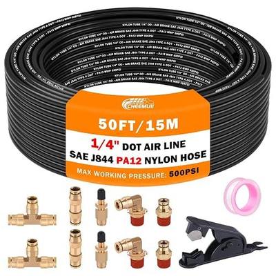CheeMuii 50FT 1/4 DOT Air Line with 10 Pcs Brass Fittings Kit for Air Bags Suspension