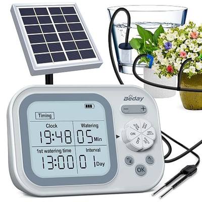 Solar Drip Irrigation System, 490 Timer Modes, 50FT Automatic Plant Watering Kit for 15 Potted Plants, IP67 Waterproof Auto Solar Irrigation Indoor and Outdoor Use for Garden,Balcony, Patio