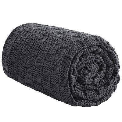 Knitted Weighted Blanket Kids, No Beads Heavy Blanket 36” x 48'' 5lbs, Breathable Chunky Knit Blanket, Cooling Weighted Blanket for Hot Sleepers, Christmas Home Decor (Dark Grey)