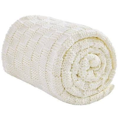 Knitted Weighted Blanket for Adult, No Beads Heavy Blanket 48” x 72'' 12lbs, Breathable Chunky Knit Blanket, Cooling Weighted Blanket for Hot Sleepers, Christmas Home Decor (Ivory White)