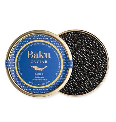 OVERNIGHT SHIPMENT. Baku Caviar Premium Osetra Sturgeon Black Caviar, 1.76 oz (50 g), From Azerbaijan Caspian Sea, Natural, First Sustainable Caspian Caviar,