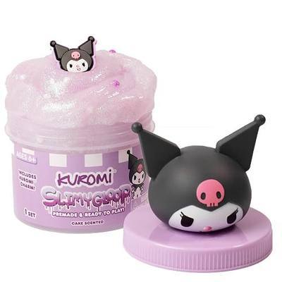 Kuromi SLIMYGLOOP Jar, 8 oz Purple & White Cake-Scented Slime, Includes Beads & Kuromi Charm