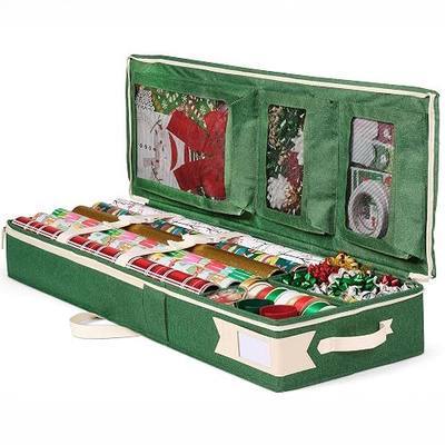 Little ELF Premium Wrapping Paper Storage Organizer, Easy to Carry, 6 Individual Pockets for Christmas Gift Wrap Supplies, Lightweight and Sturdy