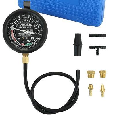 Fuel Pump and Vacuum Tester Gauge (Blue) | Vacuum and Fuel Pump Tester Gauge Kit Carburetor Pressure Fuel Pressure Tester Kit Automotive Vacuum Gauge