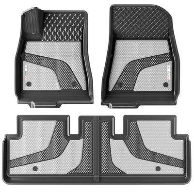 Coverado Floor Mats for 2024 2025 Tesla Model 3, Custom Fit All Weather TPE Cargo Liner Floor Mats Full Set, Waterproof Car Mats Trunk Floor Mat Tesla Model 3 Accessories,Front & Rear