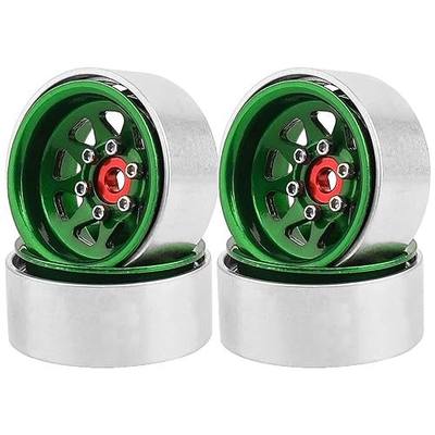 1.0 Beadlock Wheel -3.78mm Offset Wheel Rims for 1/18 1/24 RC Crawler Car Axial AX24 SCX24 FMS FCX24 TRX4M Upgrades (Dark Green)