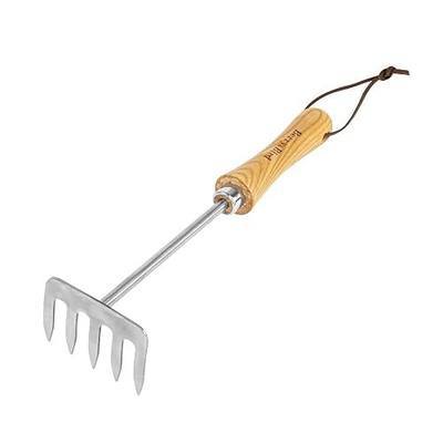 Berry&Bird Hand Rake for Gardening, 5 Tines Hand Tiller Hand Cultivator | Garden Small Rake Garden Tool with Wood Handle, Ideal Garden Hand Tools for Digging, Aerating, Weeding and Loosening Soil
