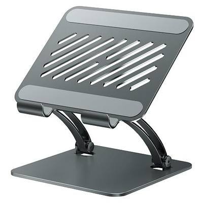 tounee Tablet Holder Stand, Dual Rod Adjustable Aluminum Desktop Stand, Compatible with 4.7-16.9" iPads, Surface Tablets, Portable Monitors, Kindle & More (Gray)