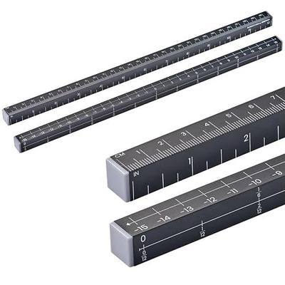 MeasureMate Learning Ruler, Four-Sided Math Tool for Students, Teaching Number Lines, Fraction Line, with Metric and Imperial, Black, 2-Pack
