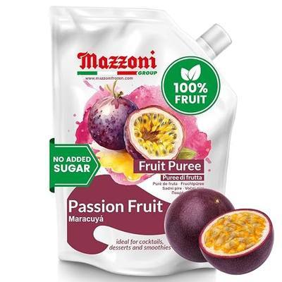 Mazzoni - Passion Fruit Juice Puree, 100% Maracuya, 2.2 lbs (35.2 oz) | Just Fruit, No Sugar Added, No seeds, Real Fruit Mixer for Cocktails, Smoothies, Drinks, Fruit Juice, Pouch, Made in Italy