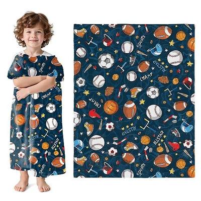 Wajade Sports Blanket for Boys,Soft Fleece 3D Soccer Basketball Baseball Football Kids Blanket for Couch Sofa Bedroom, Fuzzy Ball Throws for Kids Boys Teens,50"x60"