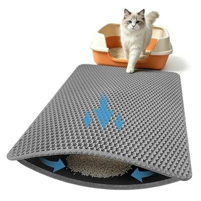 Double Layer Honeycomb Ultra Soft Cat Litter Mat - 23.4" x 14.7", BPA-Free, Upgraded Non-Slip & Urine-Proof Bottom, Durable & Easy Clean, Gray Pack of 1