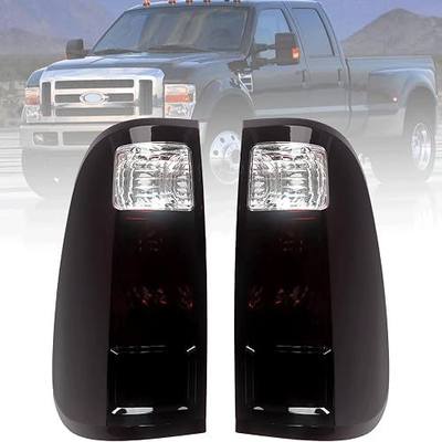 Tail Light Housing Compatible With Ford F250 F350 F-250 F-350 Super Duty 2008-2016 Driver And Passenger Side Smoke Red Rear Taillight Tail Lamp Halogen Brake Lamp Replaces BC3Z13405A, BC3Z13404A