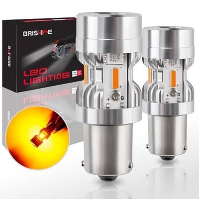 1156 BA15S LED Bulbs CANBUS Error Free with Built in Resistor Anti Hyper Flash P21W 7506 1156A 1003 1141 Amber Yellow Turn Signal Lights(Pack of 2)