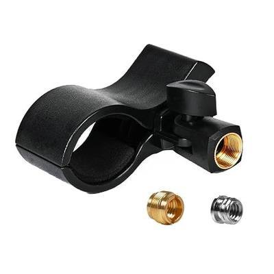 Large Microphone Clip, Heavy-Duty Universal Microphone Clamp with Adjustable & Locking Angle Head and Steel Threads (1/4" 3/8" 5/8") – Fits Handheld, Wireless, Studio Mics (1.4" to 2.4")