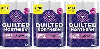 Quilted Northern Ultra Plush Toilet Paper, 8 Super Mega Rolls : 48 Regular Rolls, 3X Thicker*, 3 Ply Soft Toilet Tissue (Pack of 3)
