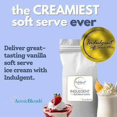 AussieBlends Indulgent Soft Serve Mix Vanilla Powder, 1.5 kg | For Soft Serve, For Milkshake, 1-Pack, 3.3 lb bag