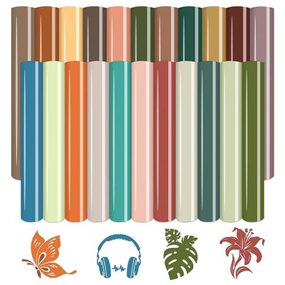 HTVSTD Boho HTV Heat Transfer Vinyl 22 Sheets 12×10in Iron on Vinyl | Dark Boho,Vivid Color,Wash No Fade,Easy Cut & Weed,Multi-Fabric Fit,Iron/Heat Press for T-Shirt DIY