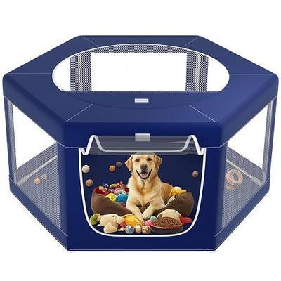 Hexagonal Dog playpen, 45 Inch Soft Puppy Playpen with 600D Oxford Fabric, Stable Structure with Thickend Stainless Steel Tubes, 25.6 Inch Height Pet Playpen for Small and Medium Dogs, Animals