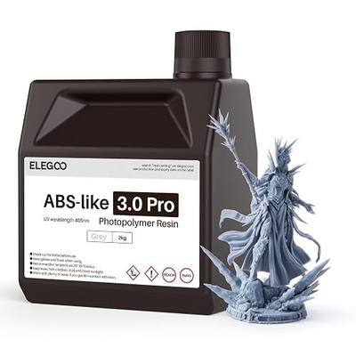 ELEGOO ABS-Like Resin 3.0 Pro, 3D Printing Resin with Higher Scratch-Resistance, High Toughness, High Precision, Fast Curing 405nm UV Resin for MSLA/LCD/DLP 3D Printers, Grey 2000g