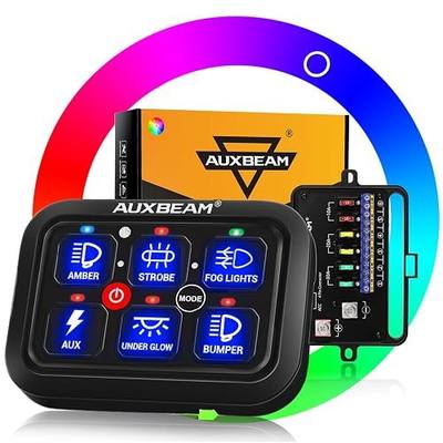 Auxbeam RGB 6 Gang Switch Panel RA60 Auto-Dimmable Switch Panel w/Momentary Toggle Pulsed Memory Function, 12-24V Switch Panel for Truck UTV Car Boat Waterproof, 3-Year Warranty
