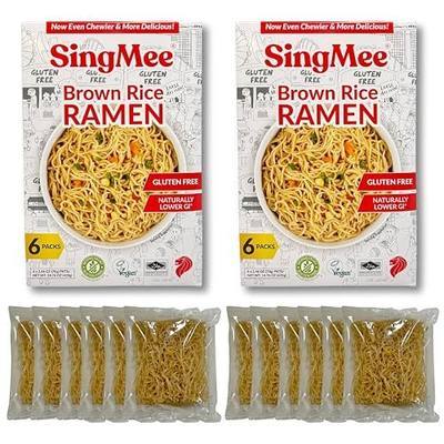 Gluten Free Ramen Noodles – SingMee Brown Rice Ramen, Rice Noodle Ramen, No Sodium, Gluten Free Noodles, Lower GI, Clean Ramen Noodles, Vegan Meals, Pasta – 2 Box Bundle (12 Servings)