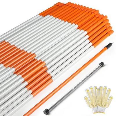 DGSL 100 PCS 48" Driveway Markers, 5/16" Dia Driveway Reflectors on Poles Orange Fiberglass Snow Stakes with Reflective Tape for Easy Visibility, with Protection Gloves and Drill Bit for Parking Lots