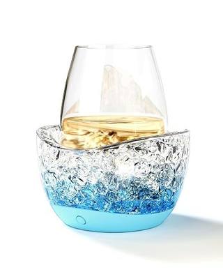 Wine Chiller for Glass Stemless Wine Glass Chiller Keeps Your Glasses of Vino Cold 10 Color Light Modes Separable Wine Essentials Accessories (Blue)