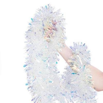 33FT Christmas Tinsel Garland Iridescent Metallic Tinsel Twist Garland Glitter Foil Hanging Decoration for Xmas Tree Decoration Wedding Party Supplies