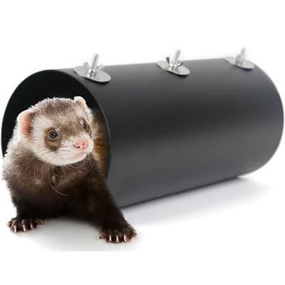 Chinchilla Hanging Cooling Tunnel Toys, Small Animals Tubes Tunnel Toys | Ferret Chinchilla Squirrel Guinea Pig Rat Cage Accessories (Black-Long)