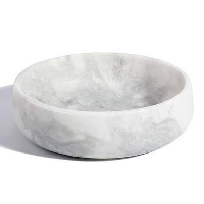 White Dog Bowl, Marble Dog Food Bowl, Non-Slip Water Dish Large, Heavy Duty Pet Bowl for Large Dogs, African Natural Marble, Holds 6 Cups(6lbs)