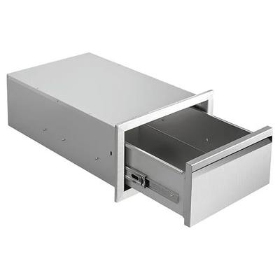 Outdoor Kitchen Drawers 14" W x 8.5" H x 23" D Flush Mount Single BBQ Drawers Built-in Stainless Steel Drawer for Outdoor Kitchen Island, Patio Grill Station