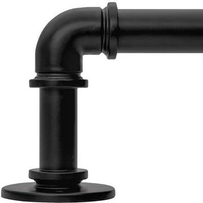 Black Curtain Rods 18 to 45 Inch, Industrial Curtain Rods,Adjustable Length,1 in Diameter Pipe,Wall or Ceiling Mounted,for Bedroom and Living Room(Black 18” to 45”)