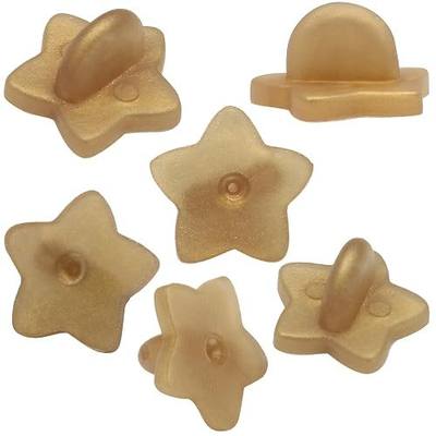 100 Pack Gold Star Shape Rubber Pin Backs | Lapel Pin Backing, Locking Pin Keepers, Brooch Holder, For Uniform Badge Hat Tie