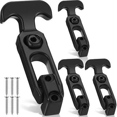 Mudder 4 Pcs Flexible Rubber Draw Latch T Handle Hasp Rubber Draw Latches with Screws for Hood Cooler Tool Cabinet Boat Compartment Cargo Box (Black)